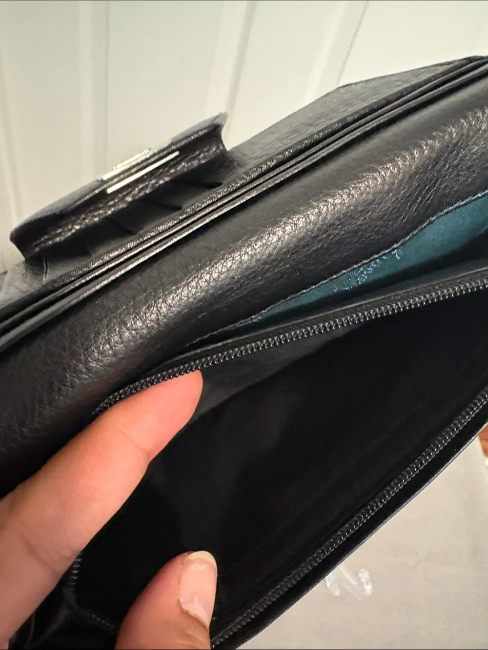 Salvatore Ferragamo Black Leather Continental Wallet with Silver Tone Hardware